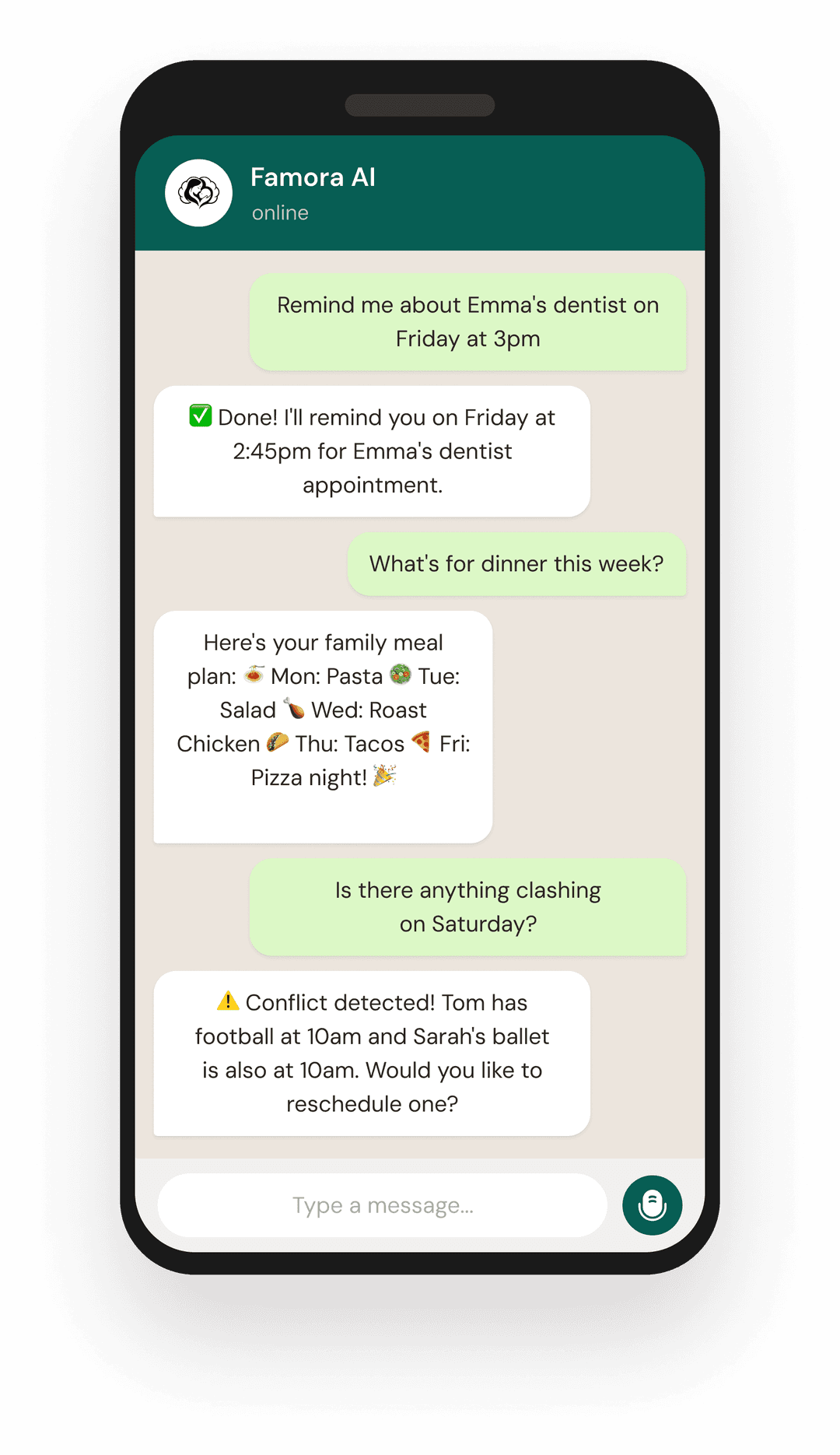 Mamamind AI WhatsApp phone mockup